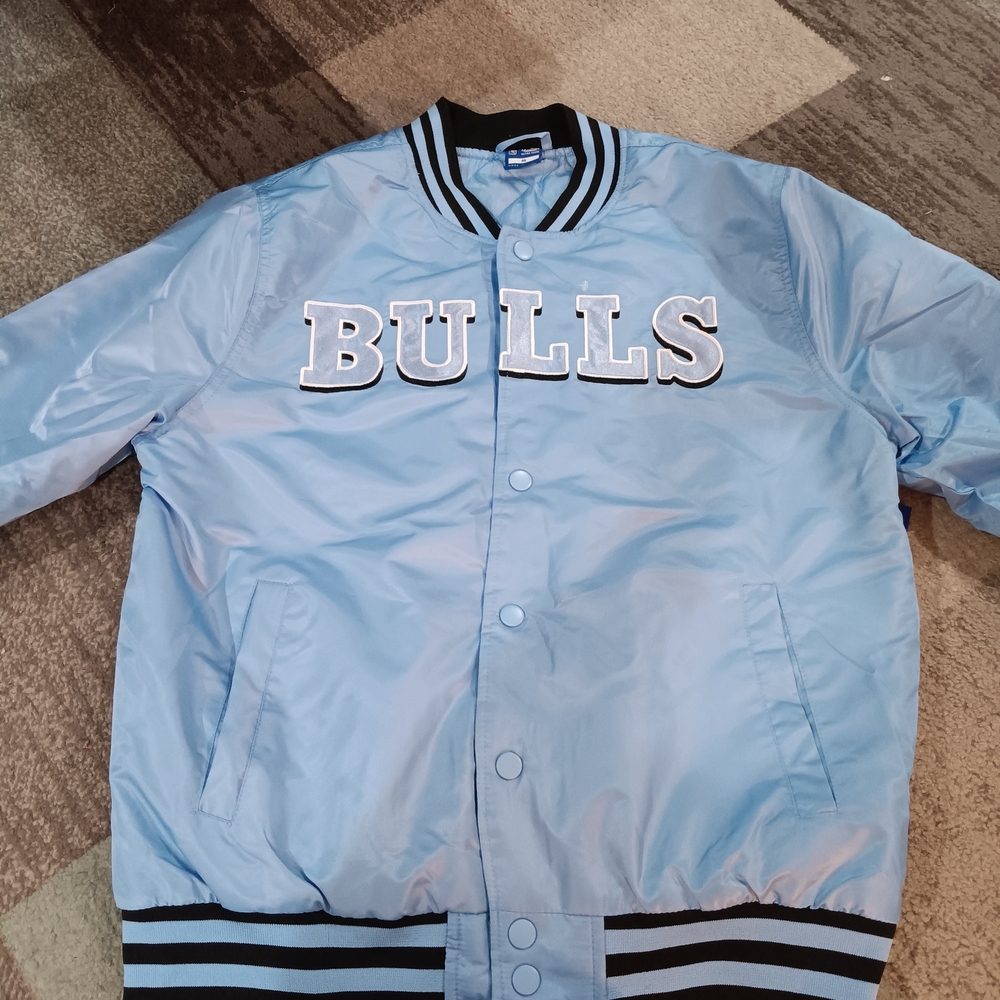 NBA Bulls Light Blue Bomber Jacket